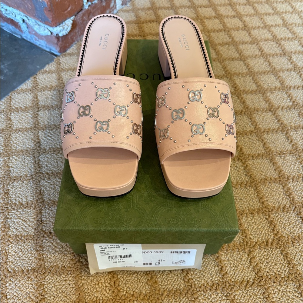 Gucci Malaga Kid Platform Sandals in Perfect Pink Size 41.5